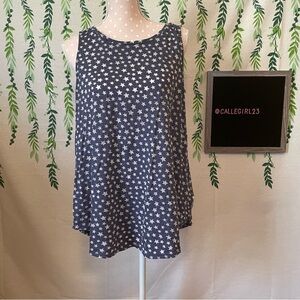 Size L Old Navy Blue/White Striped Sheer Tank Top A2